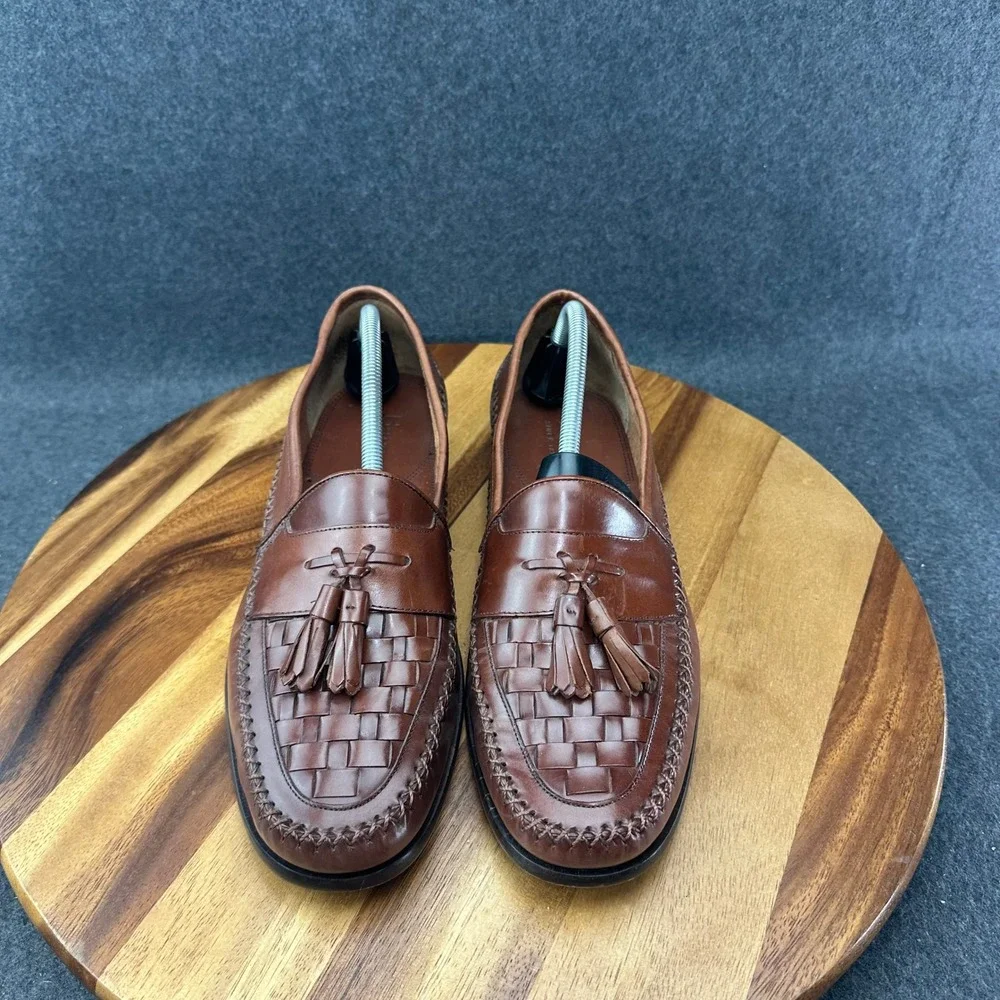 GH Bass & Co Mens 11.5 M Weejuns Larkin Woven Moc Toe Bellagio Loafers Brown
